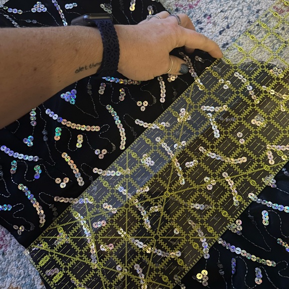 Black Iridescent Sequin Prom Formal Dress Long Gown, size 8 Full skirt,strapless - Picture 7 of 9